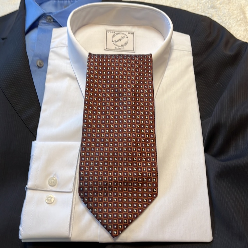 Ermenegildo Zegna Small squares, checked alternating pattern Rust, Black & Blue